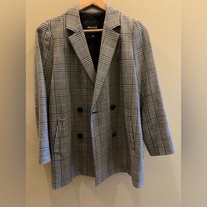 Madewell Gray, Black + White Plaid Blazer